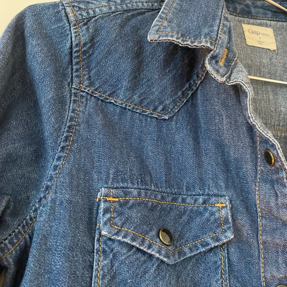 Denim dark shade western style snap up shirt-S